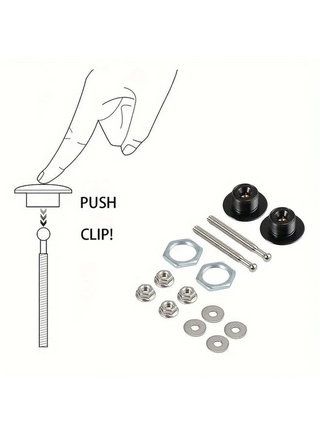 Carbon Fiber Pattern Car Hood Quick Release Latch Lock Kit 2pcs - Image 3